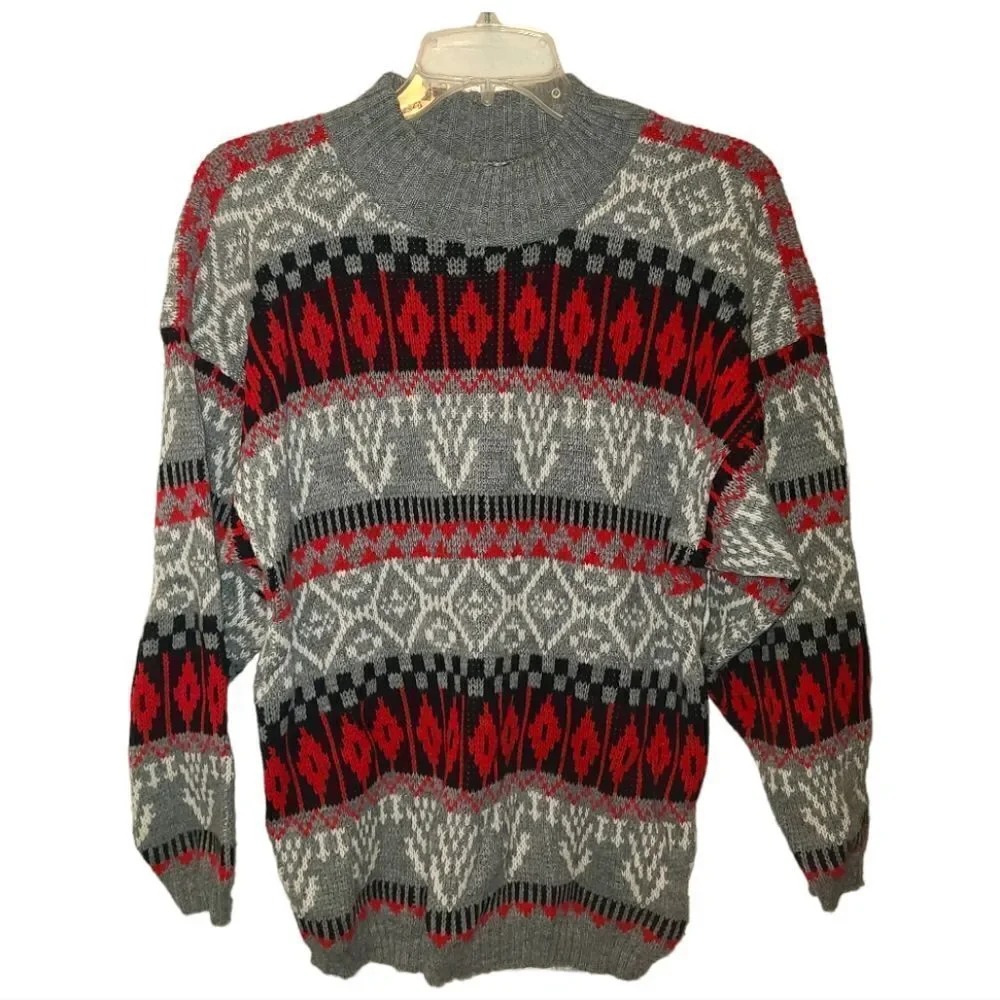 Vintage 1980's Crewneck Fair Isle Aderro Sweater